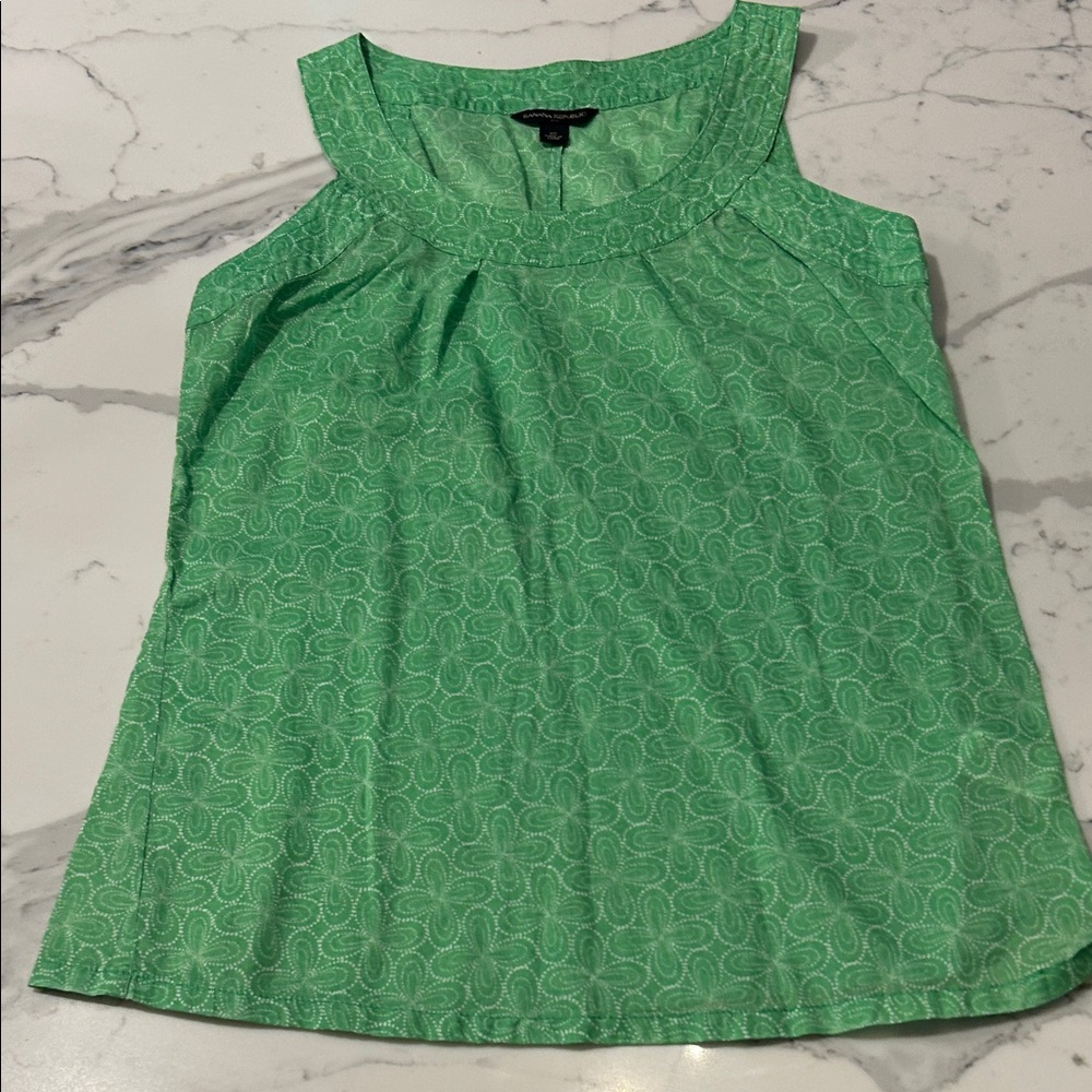 Banana Republic Factory Green Patterned Tank Top